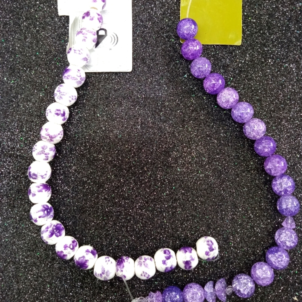 Bead landing ceramic strung beads purple